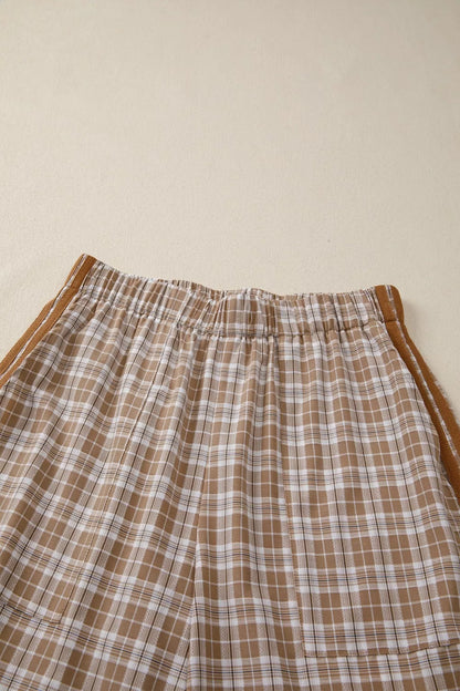 Plaid Print Tie Detail Casual Pants