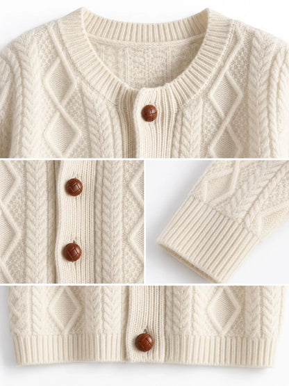 Cable-Knit Button-Down Cardigan