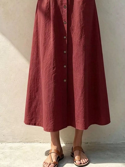 Button-Down Midi Shirt Dress with Pockets