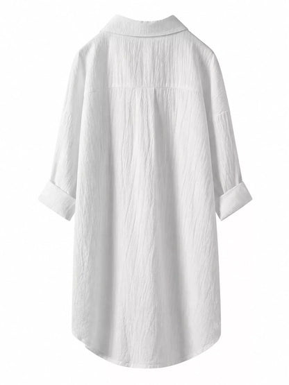 Full Size Casual Button-Down Shirt with Dual Chest Pockets Plus Size