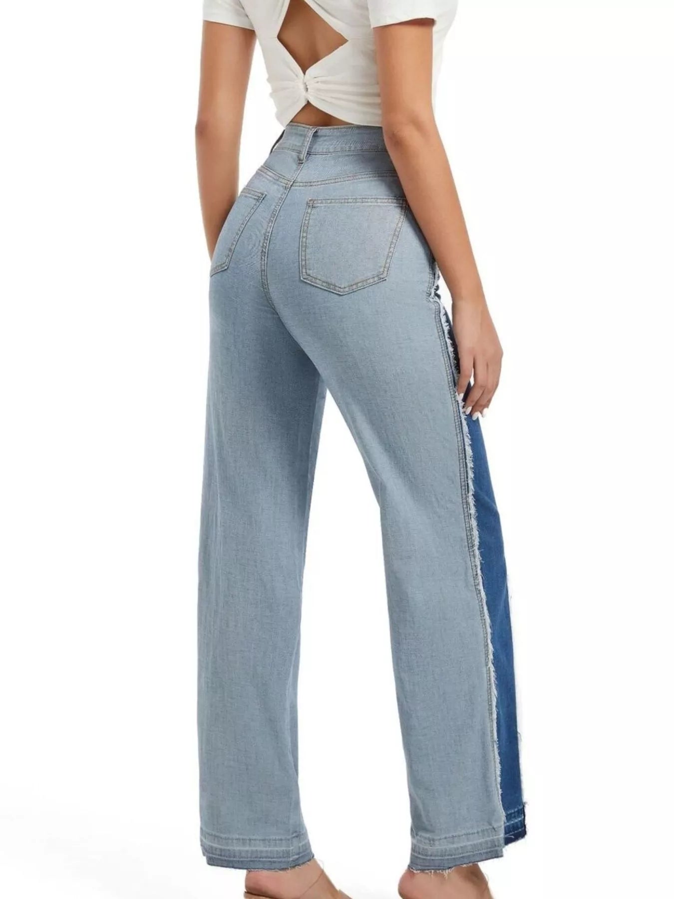 High-Waisted Two Tone Jeans
