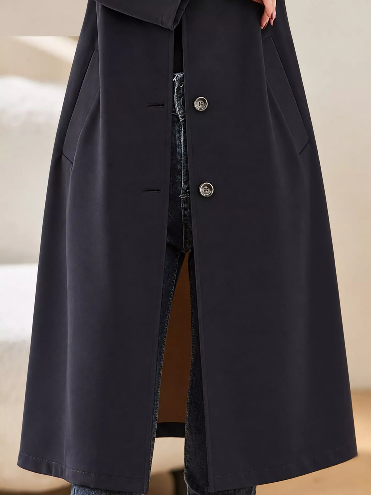 Plus Size Button Up Longline Coat