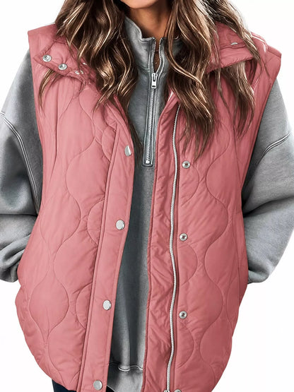 Quilted Snap Button Vest Coat