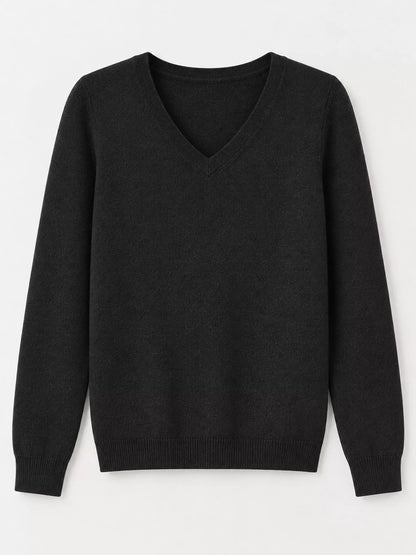 Elegant V-Neck Long Sleeve Soft Knit Top