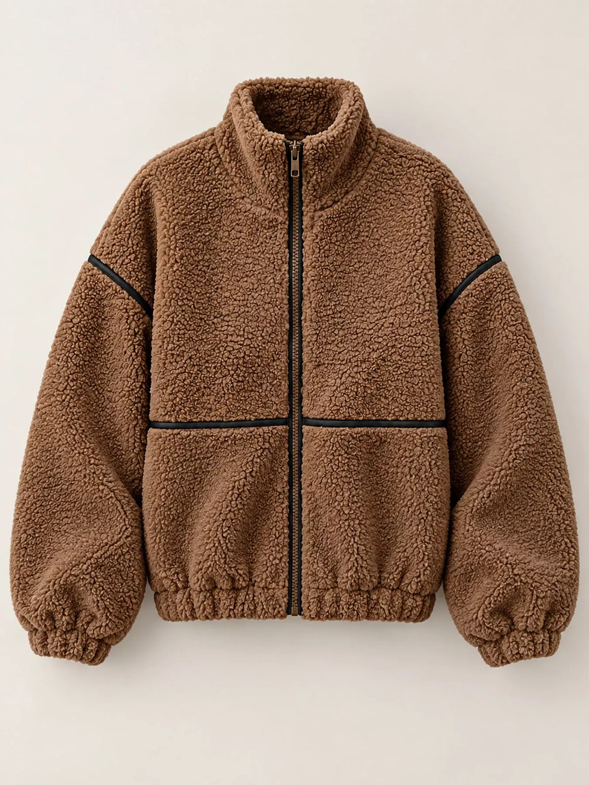 Stand Collar Cozy Sherpa Fleece Zip-Up Jacket
