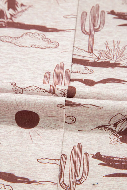 Desert Sand Print Short Sleeve Knit Top