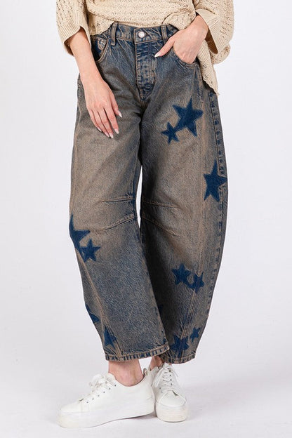 Sage + Fig Star Wide Leg Jeans With Pockets