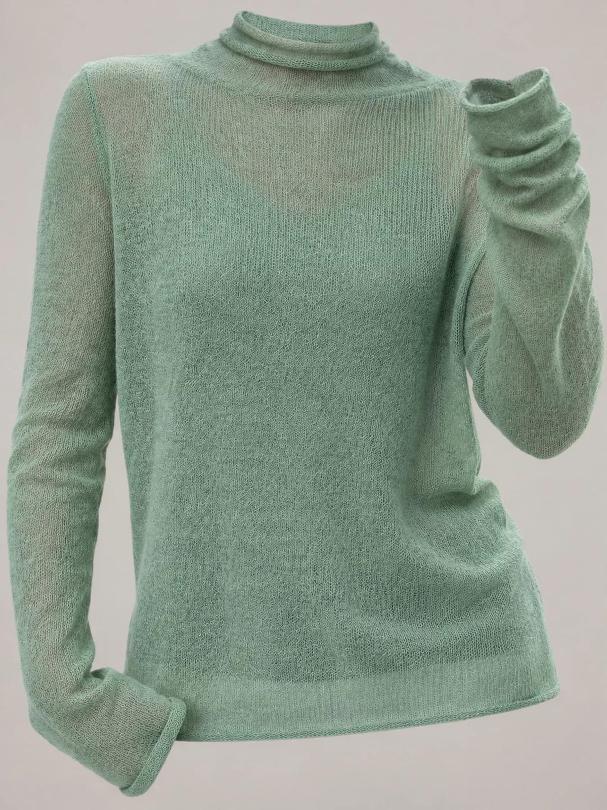 Women’s Sheer Turtleneck Knit Top – Lightweight Long Sleeve