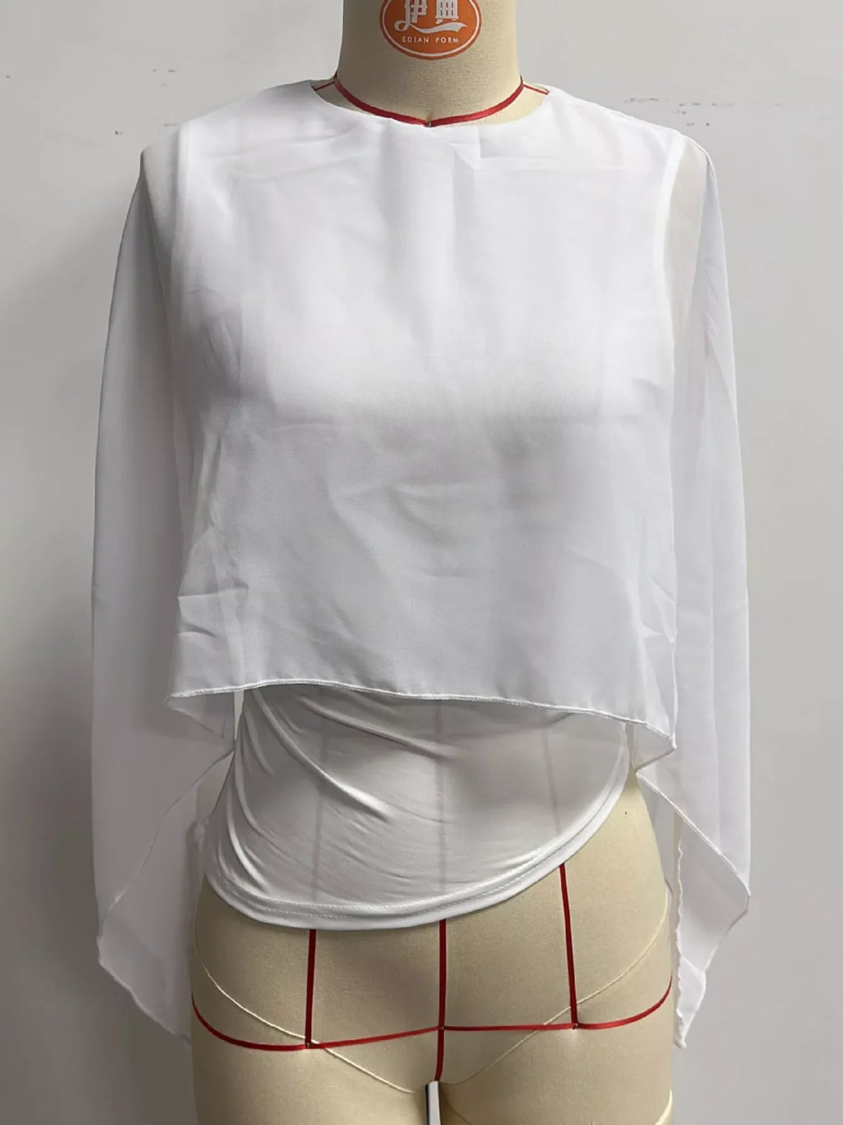 Cape Sleeve Round Neck Blouse