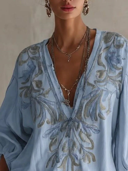 Full Size Embroidered V-Neck Mini Dress Plus Size