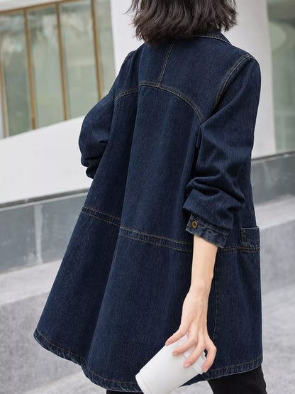 Full Size Oversized Button Up Denim Shacket Plus Size