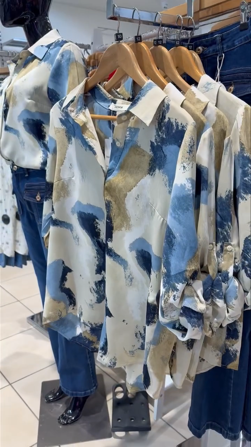 Denim/Navy Print Shirt