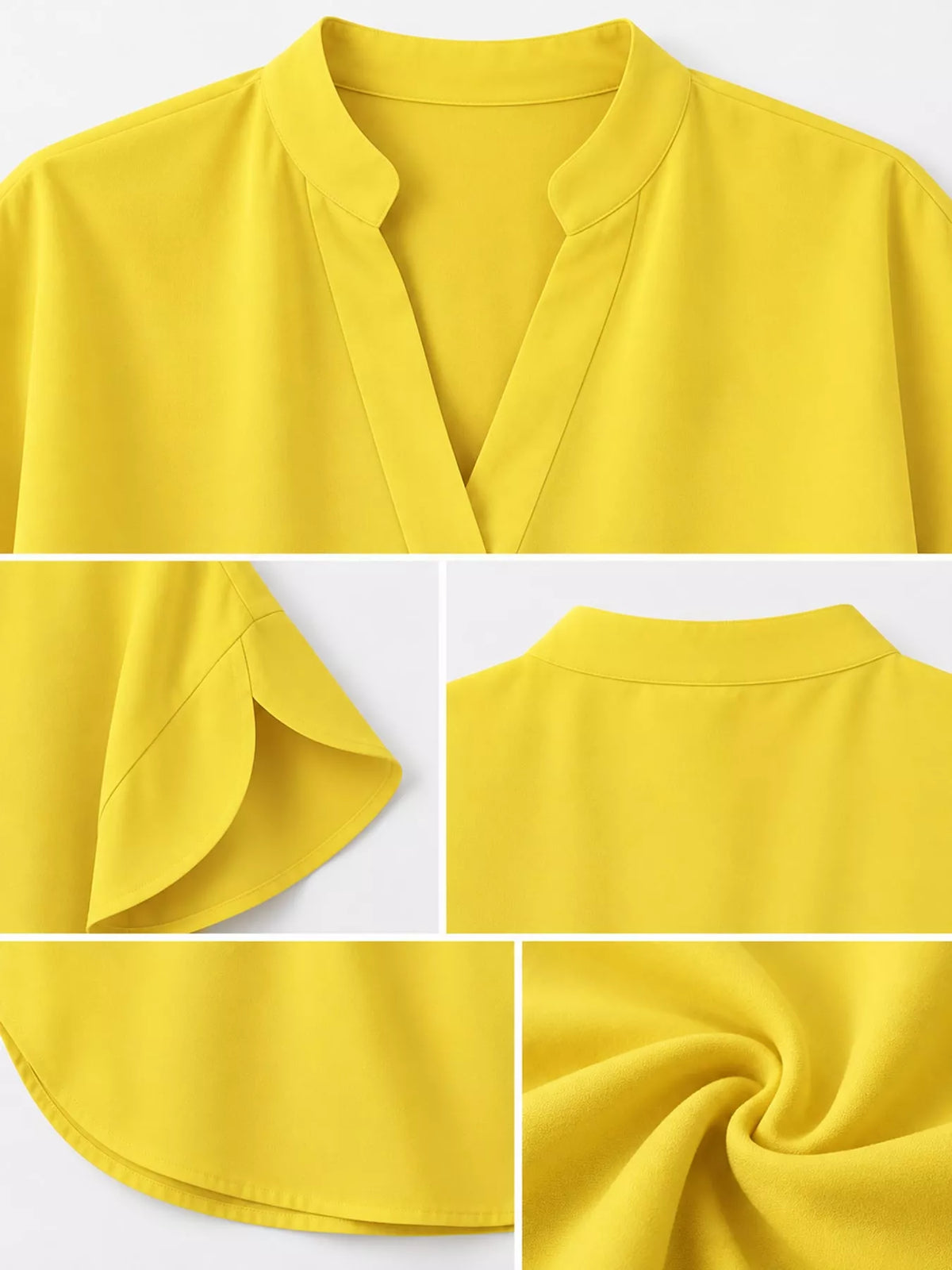 Notched Slit Short Sleeve Blouse