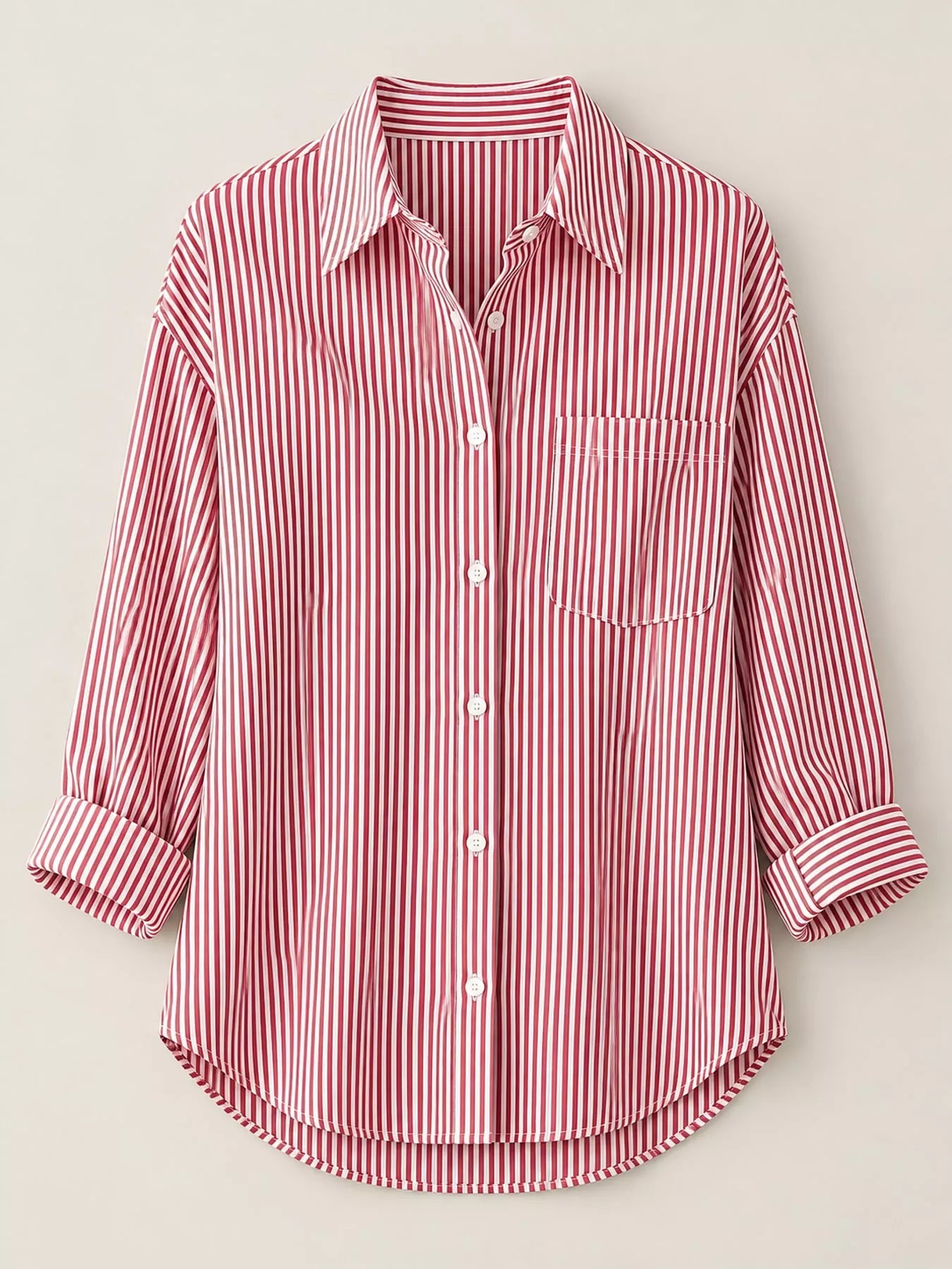 Full Size Striped Button-Down Long Sleeve Shirt Plus Size