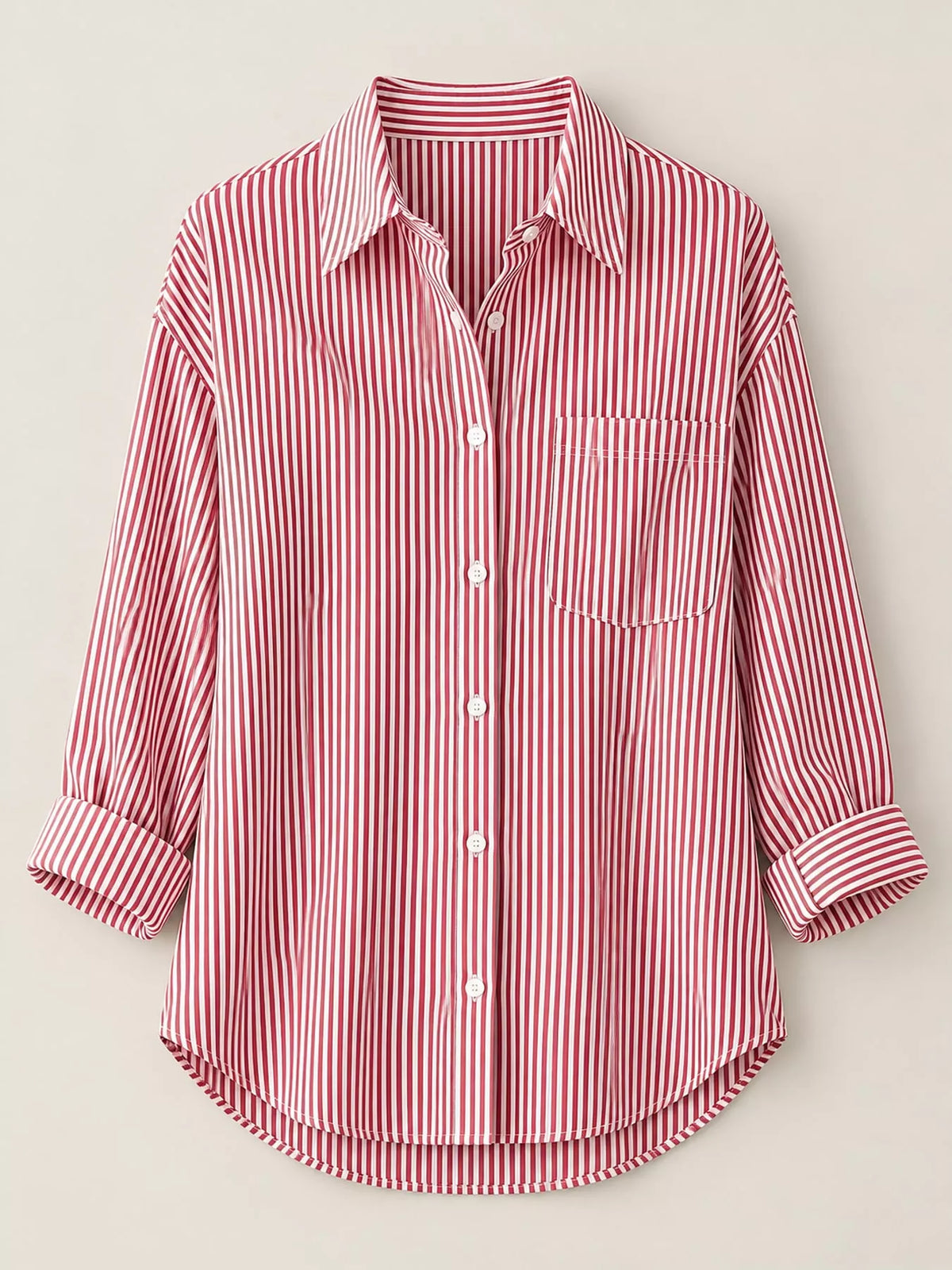 Full Size Striped Button-Down Long Sleeve Shirt Plus Size