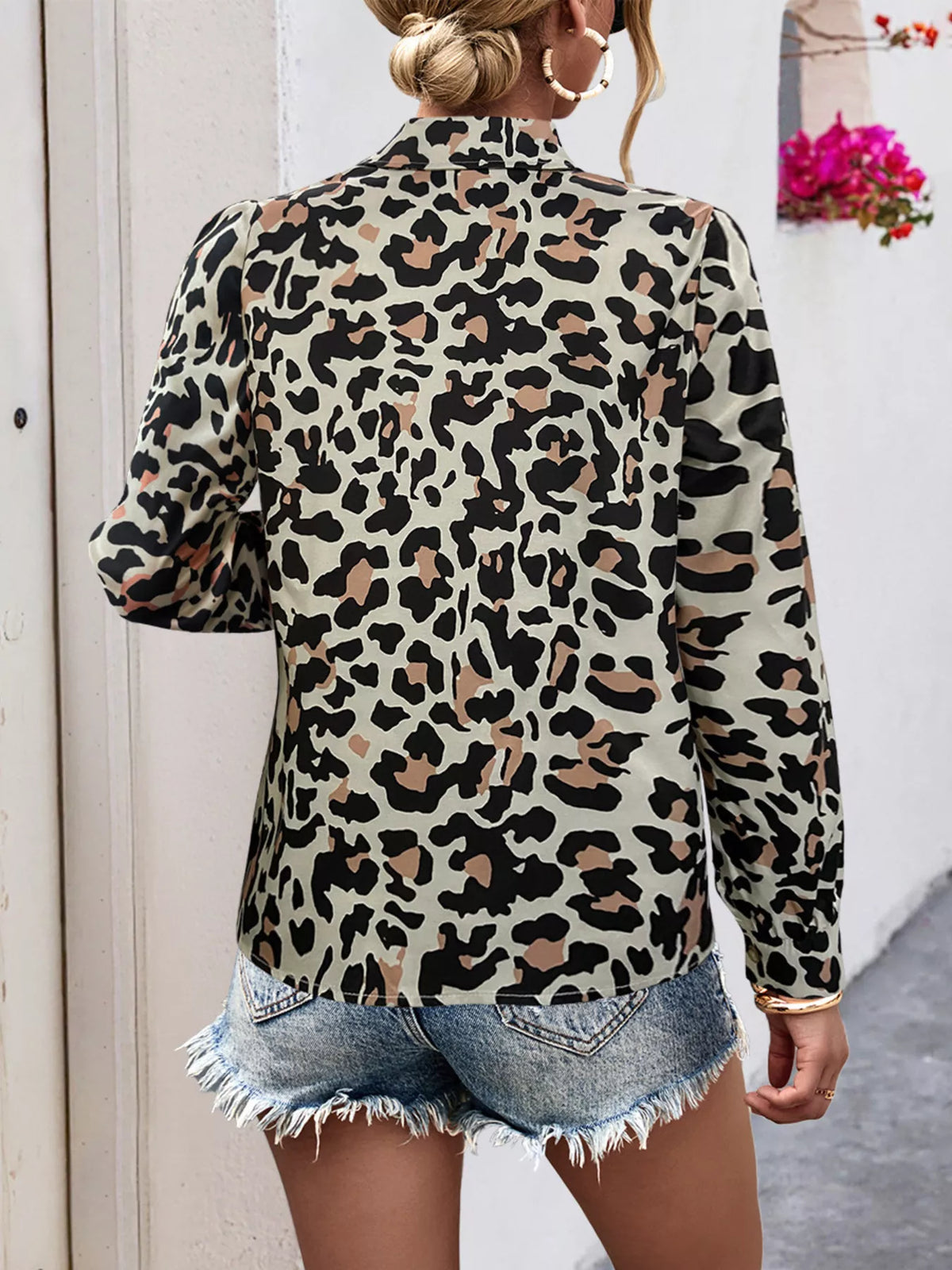 Printed Button-Down Long Sleeve Shirt