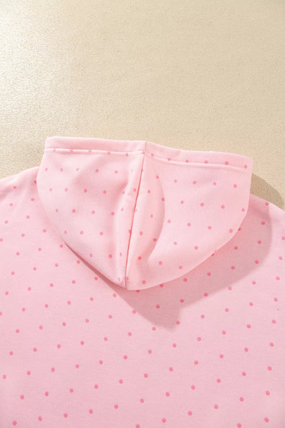 Polka Dot Printed Oversized Hoodie Casual Shorts 2pcs Set