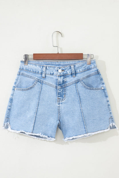 Myosotis High Waist Frayed Denim Shorts