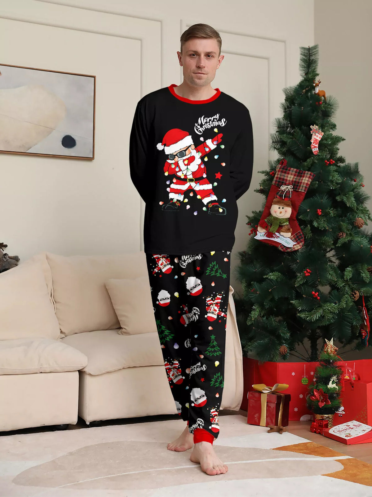 Full Size Family Matching Christmas Santa Pajamas Set Plus Size
