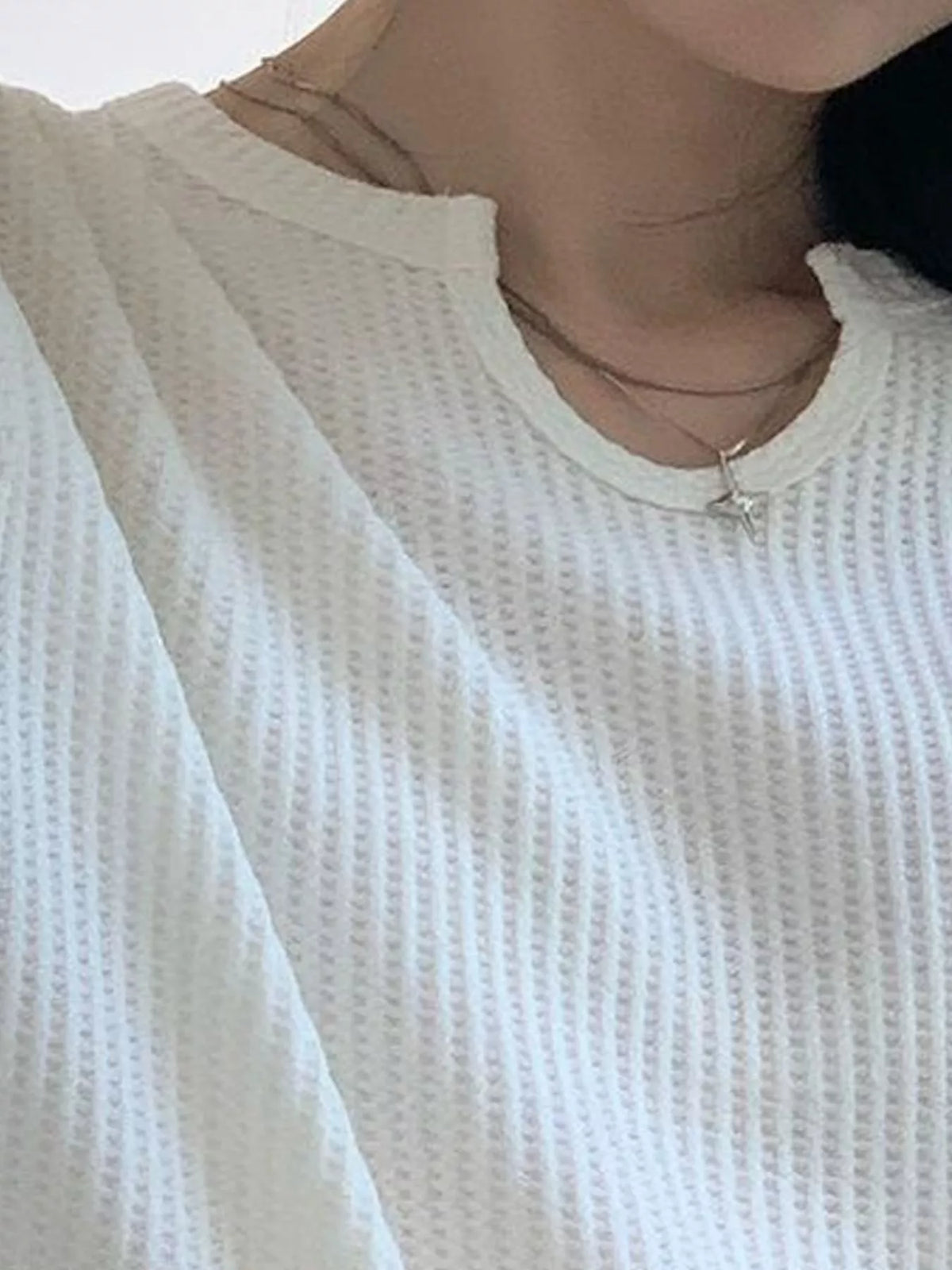 Casual Waffle Knit Long Sleeve T-Shirt