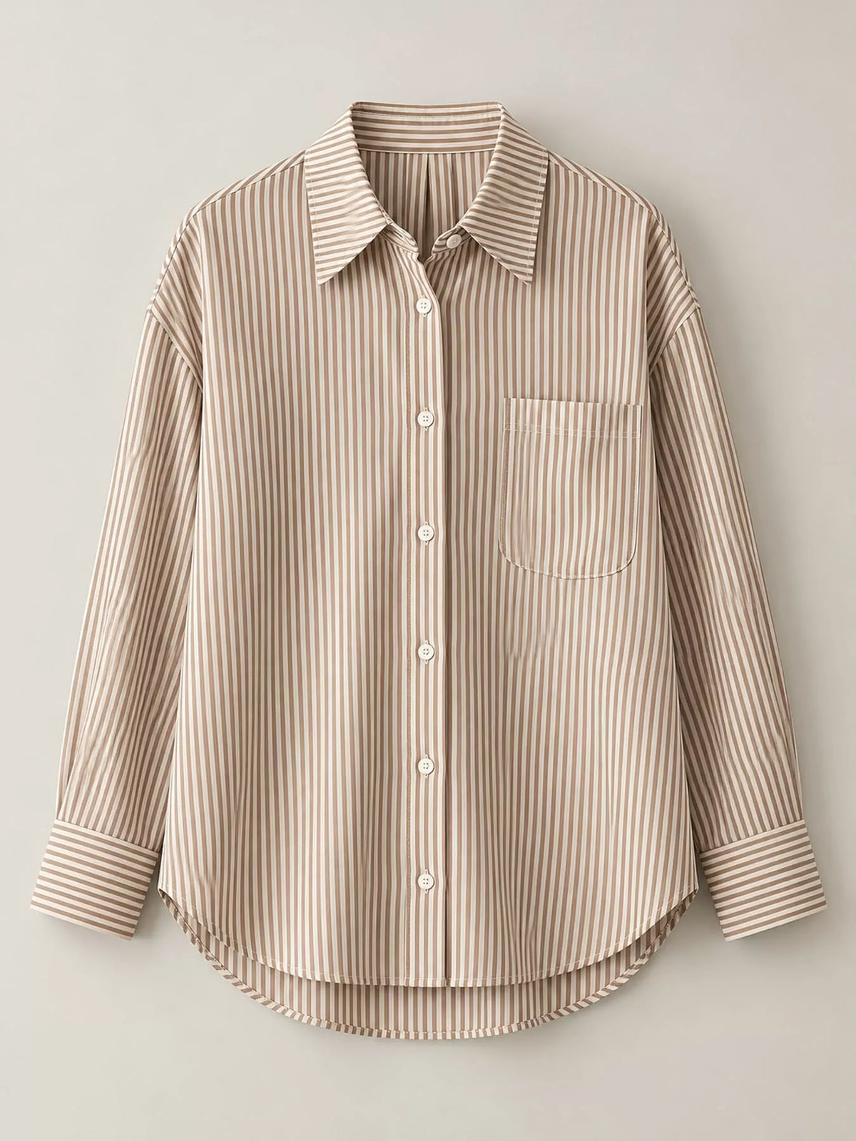 Full Size Striped Button-Down Long Sleeve Shirt Plus Size