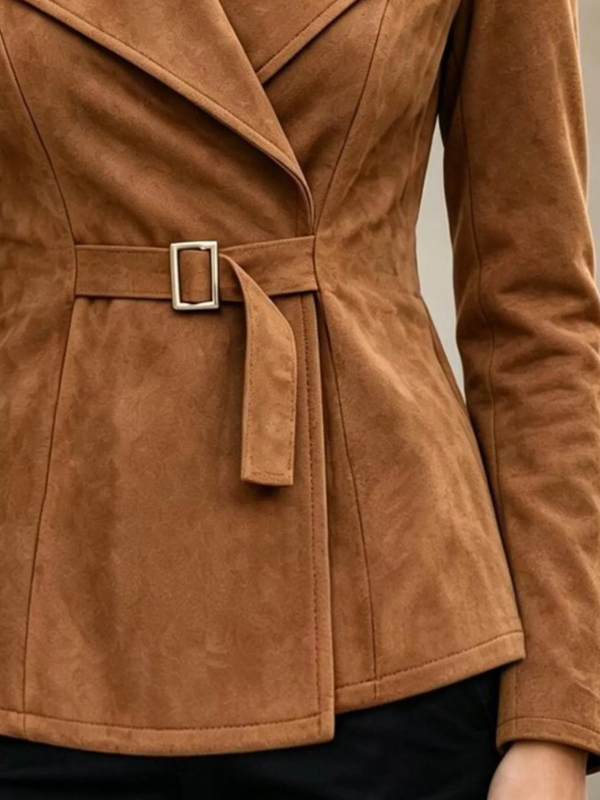 Long Sleeves Buckle Outerwear