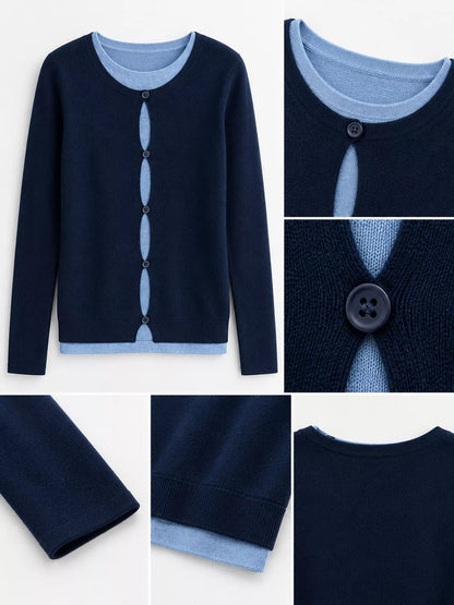 Layered Look Long Sleeve Knit Top