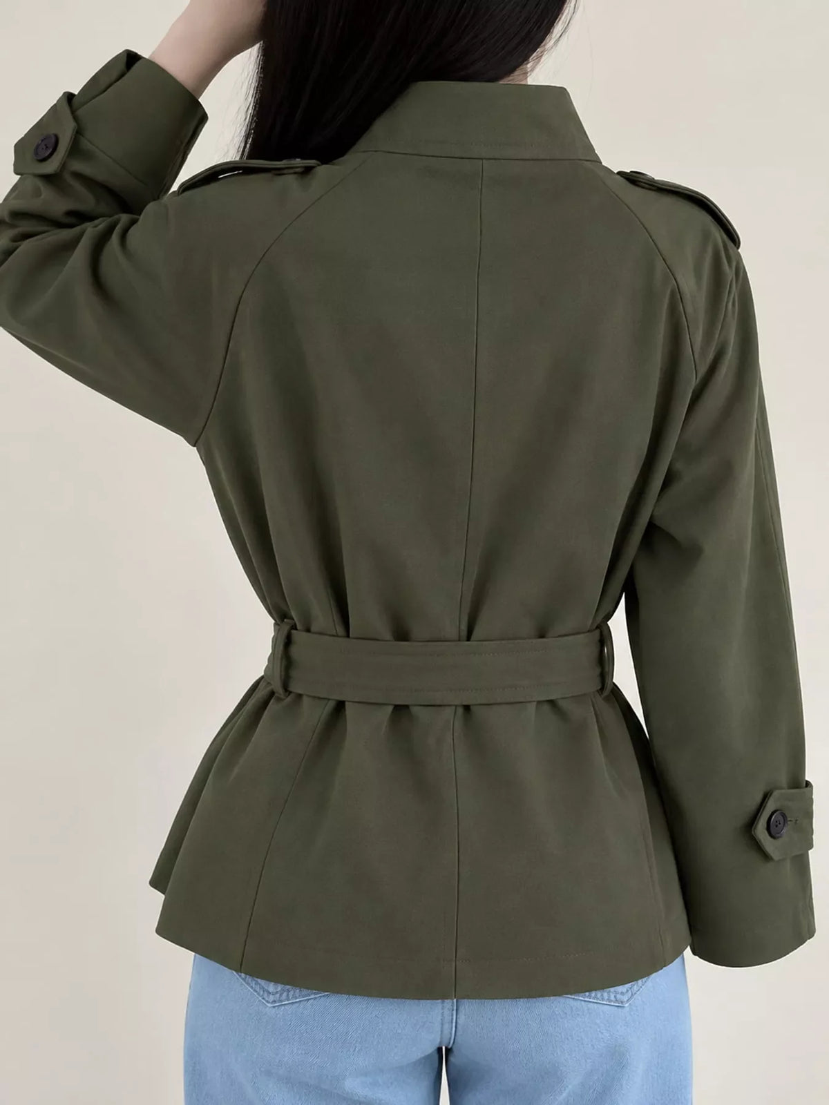 Full Size Double-Breasted Belted Trench Outerwear Plus Size