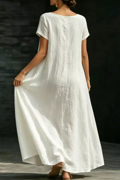 Full Size Casual Loose Short Sleeve Maxi Dress Plus Size