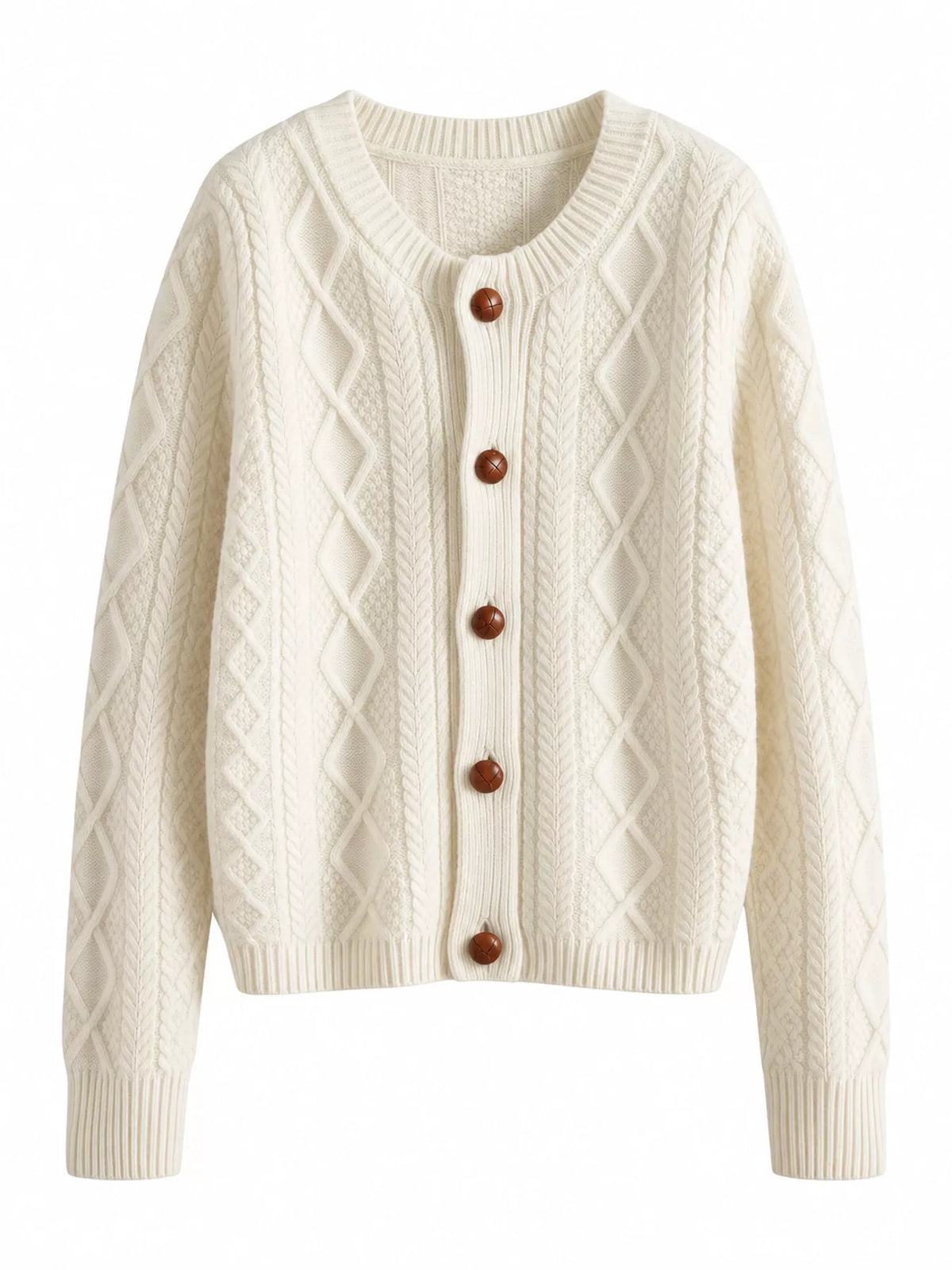 Cable-Knit Button-Down Cardigan