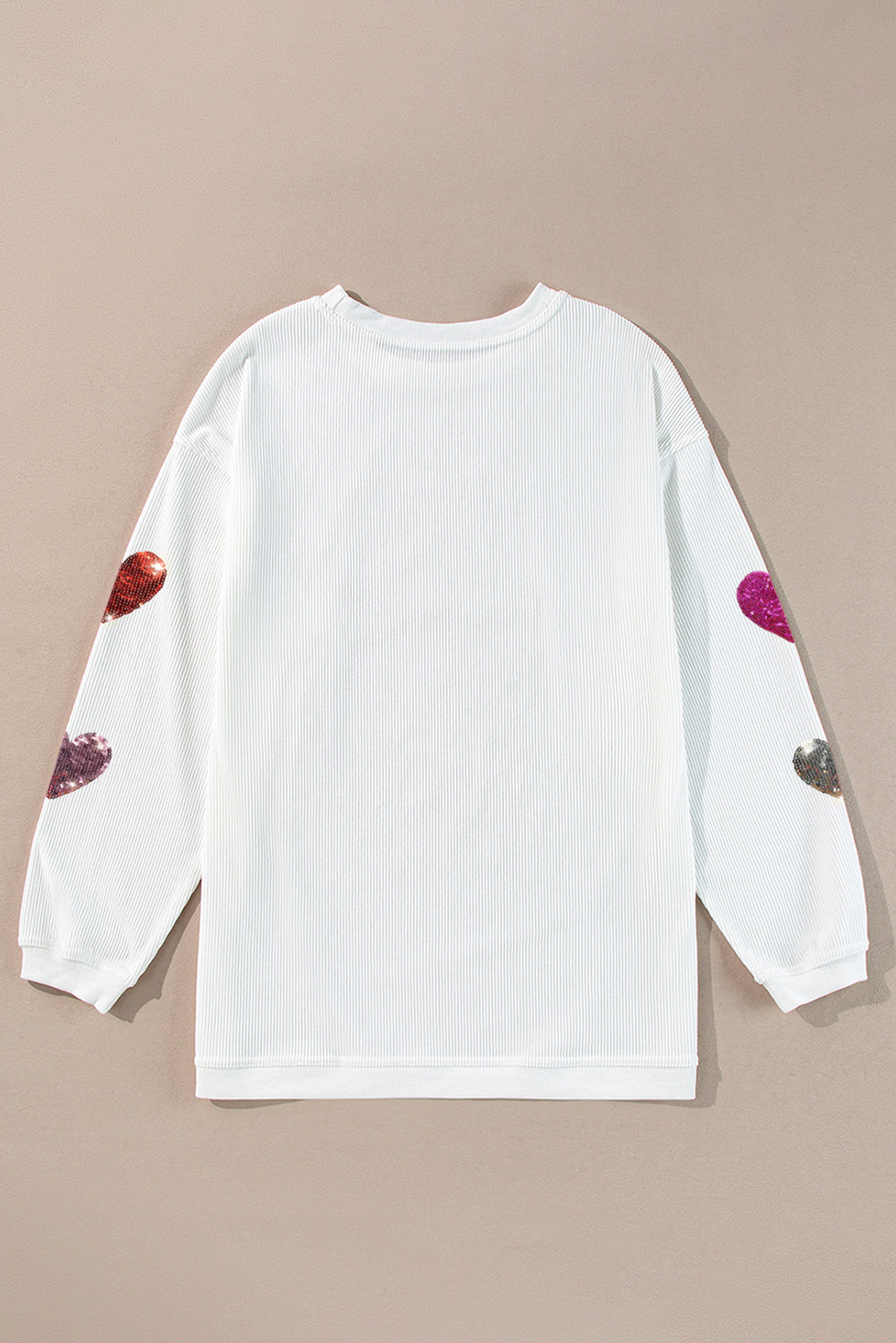 Valentine’S Day Sequin Heart Round Neck Long Sleeve Sweatshirt