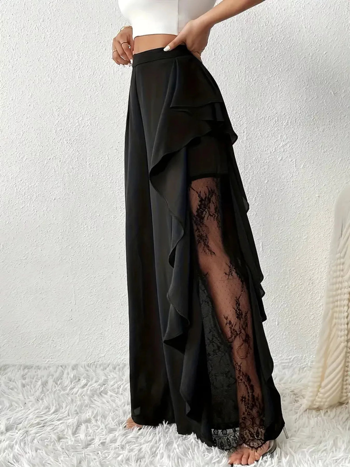 Ruffled Wide Leg Pants