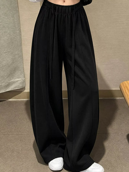 Drawstring Wide-Leg Casual Pants