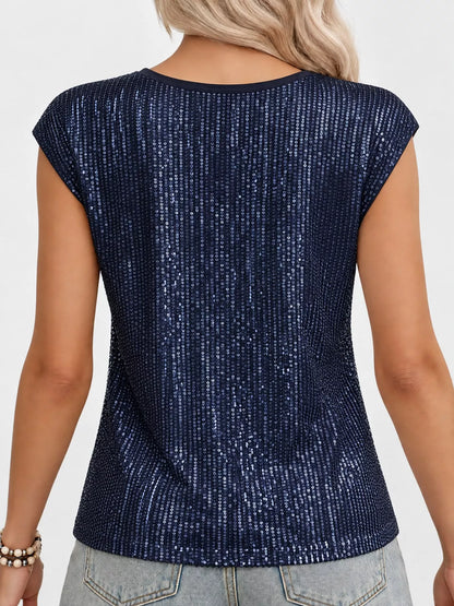 Sequin Round Neck Tank