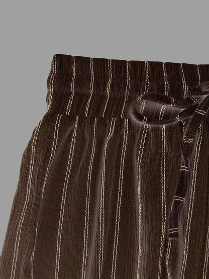 Striped Wide-Leg Drawstring Pants