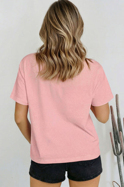 Pink Solid Color High Neck Oversize Tee