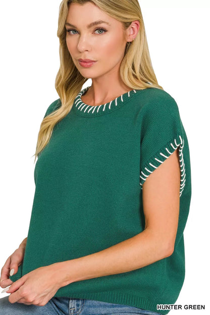 Zenana Stitch Detailed Oversize Sweater
