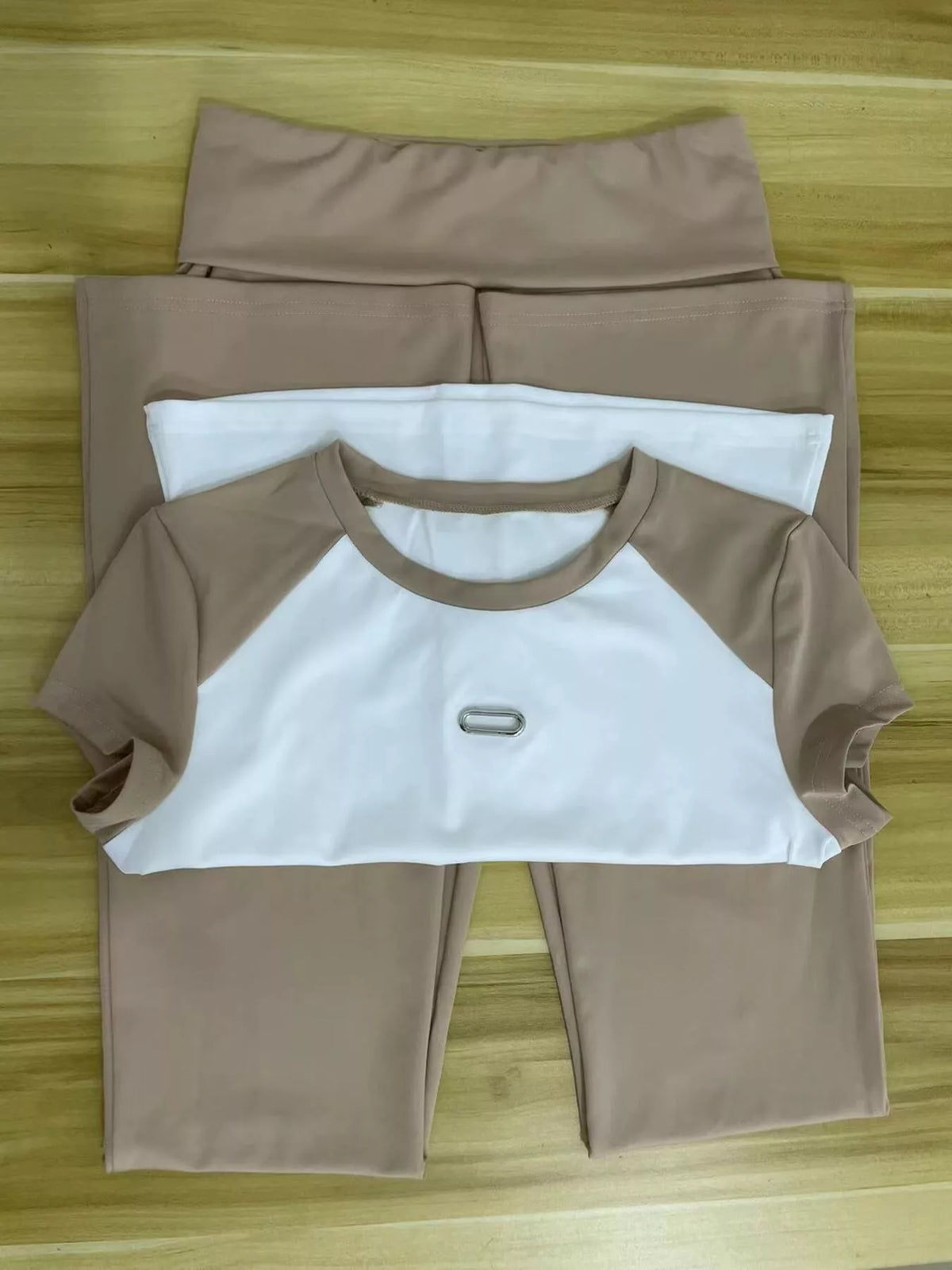 Contrast Short Sleeve Tee and Pants Set