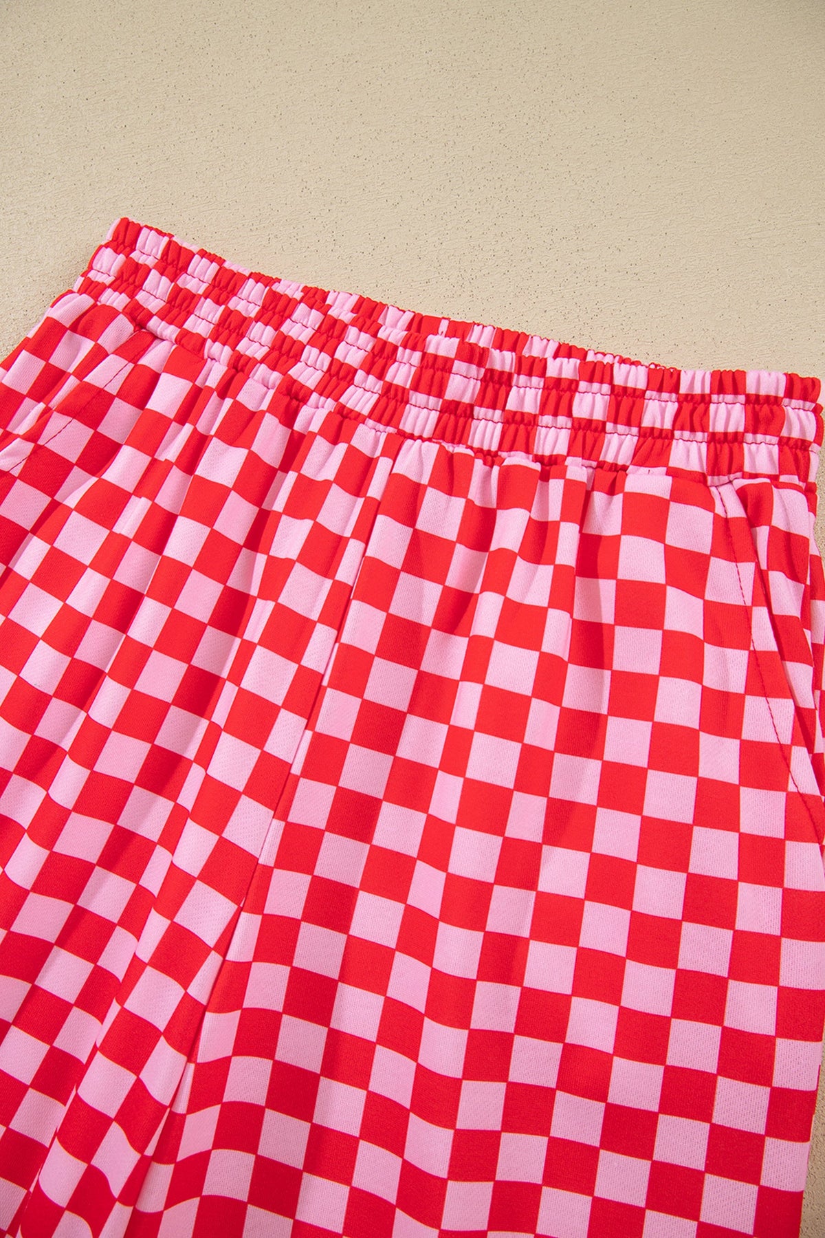 Red Christmas Slogan Graphic Plaid Contrast Two-piece Pant Set