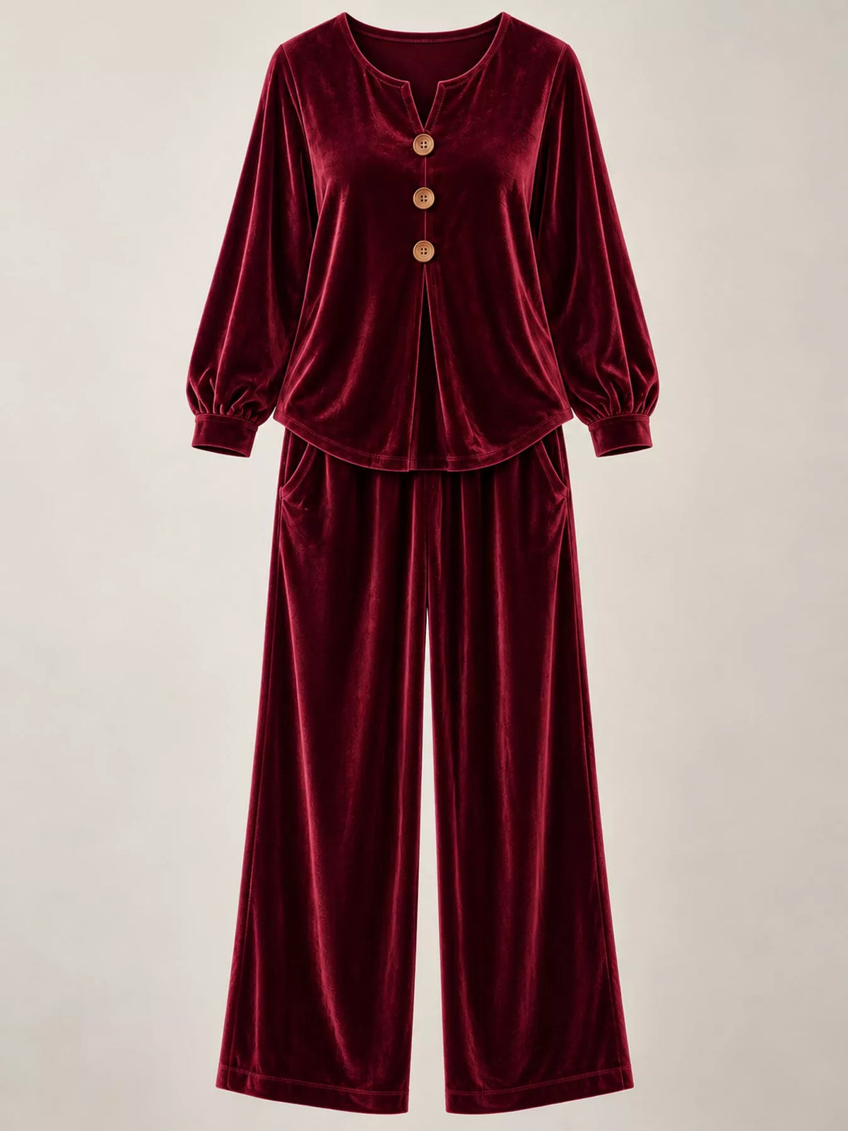 Decorative Button Top and Pants Set