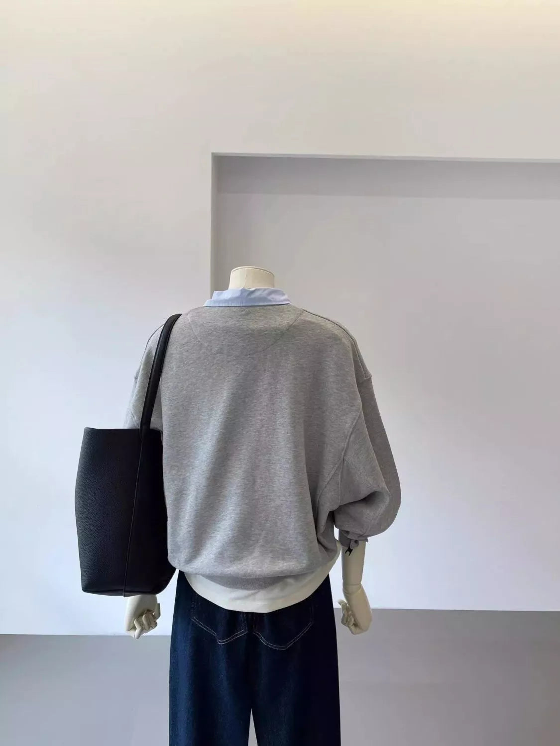 Polo-Collar Layered-Look Sweatshirt
