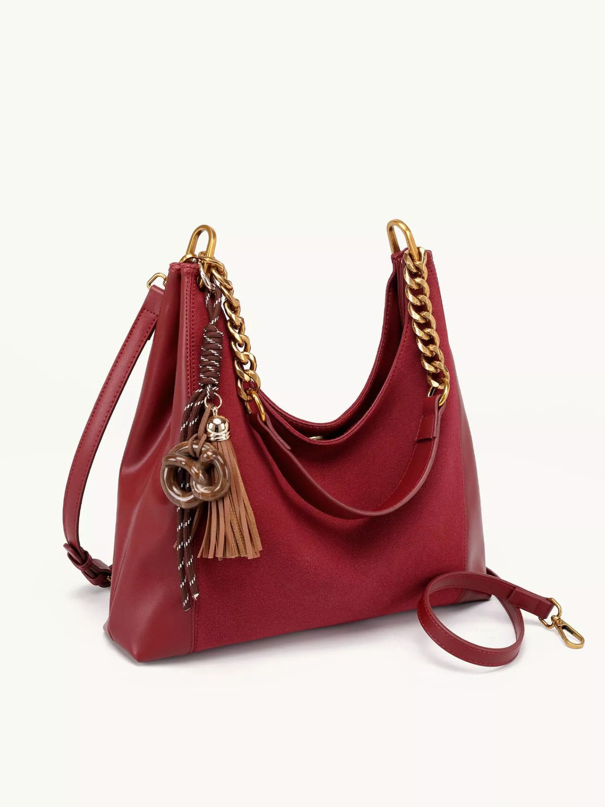 Chain Strap Tassel Charm Shoulder Bag