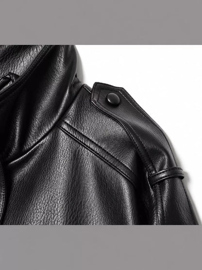 Faux Leather Cropped Bomber Jacket