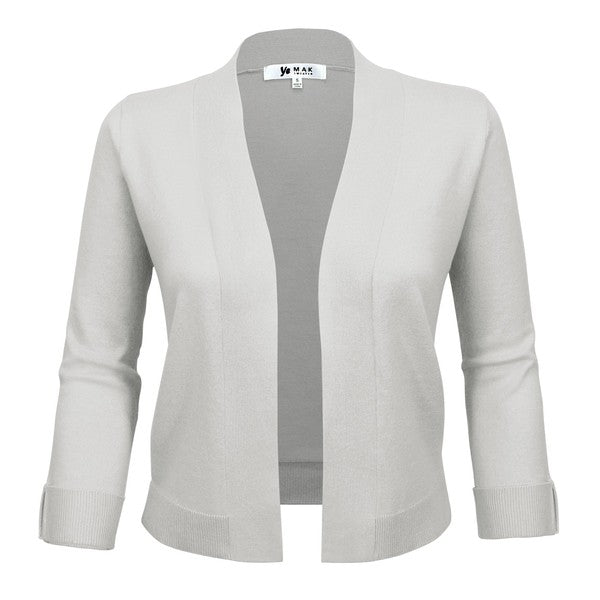 Open Front Cropped Bolero Shrug Cardigan L.GREY