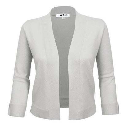 Open Front Cropped Bolero Shrug Cardigan L.GREY