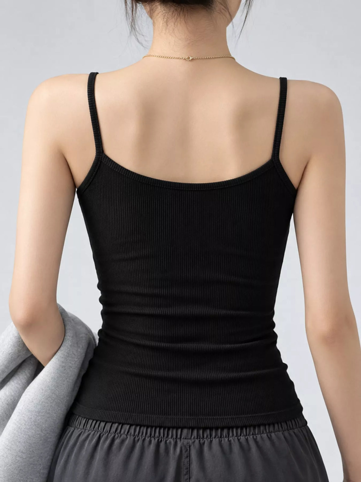 Slim-Fit Ribbed Square Neck Cami Top