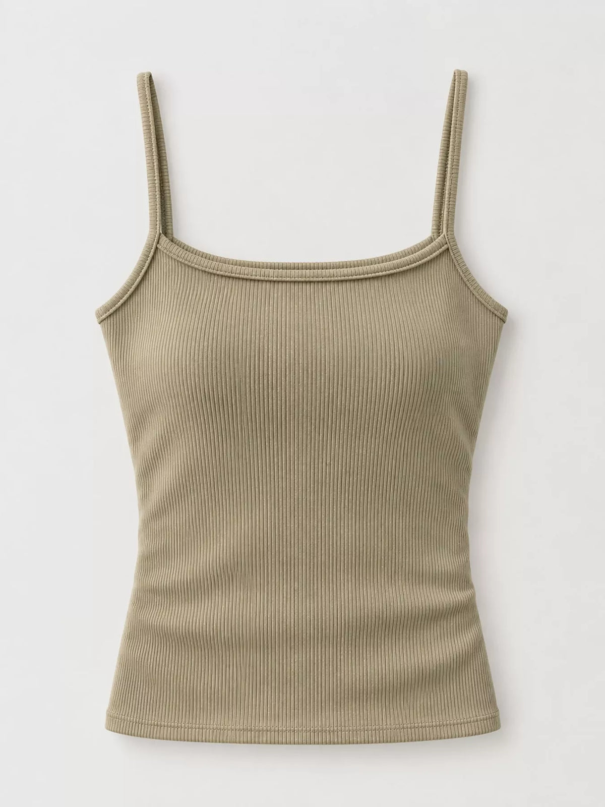Slim-Fit Ribbed Square Neck Cami Top
