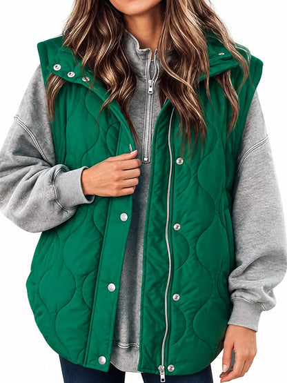 Quilted Snap Button Vest Coat