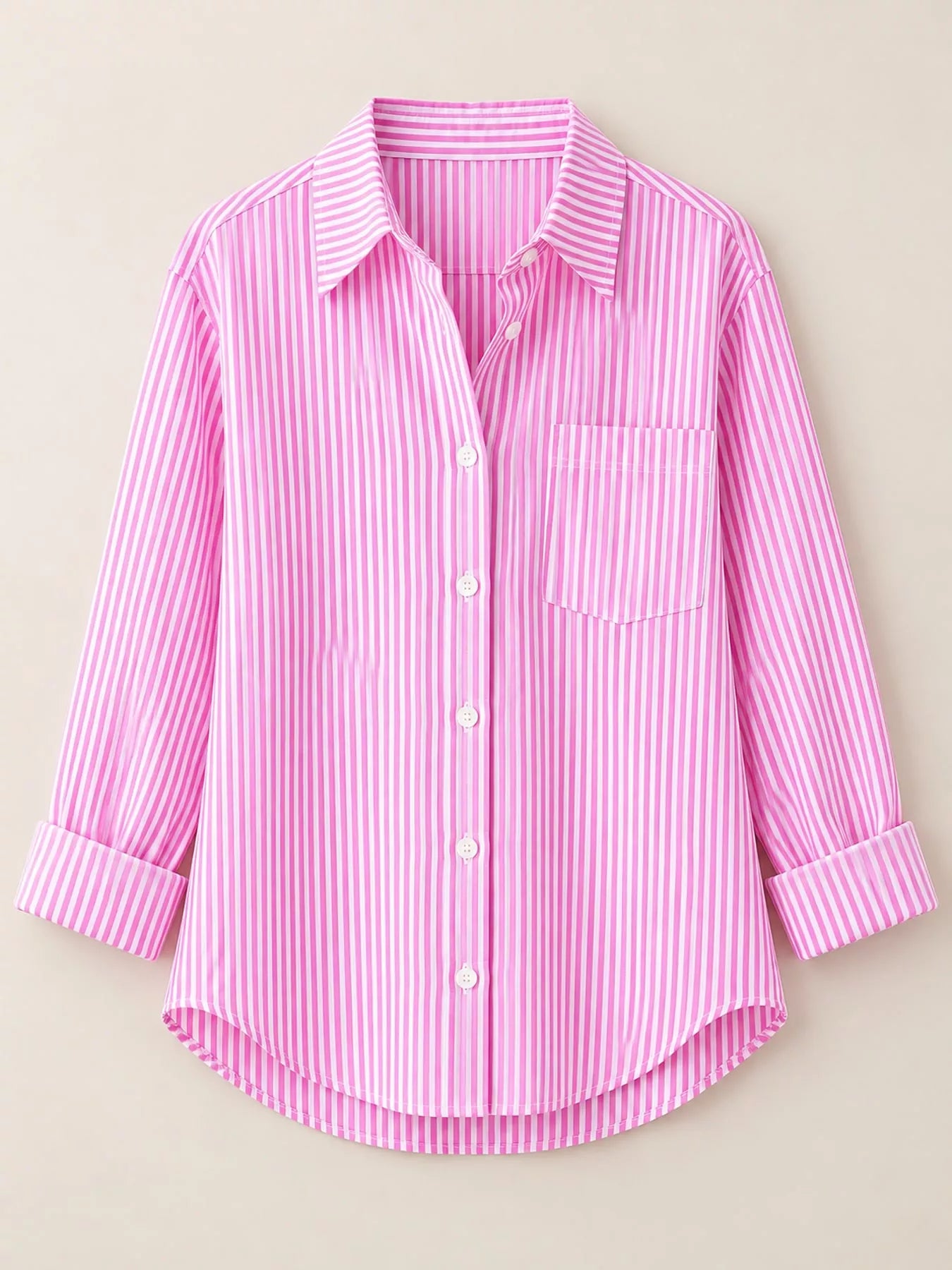 Full Size Striped Button-Down Long Sleeve Shirt Plus Size