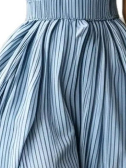 Striped Mock Neck Sleeveless Maxi Dress
